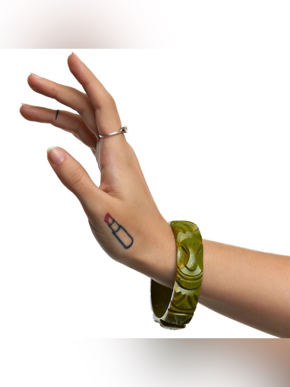 Splendette Green Midi Tiki Moai 🗿 Bangle Duchess Size NWOT